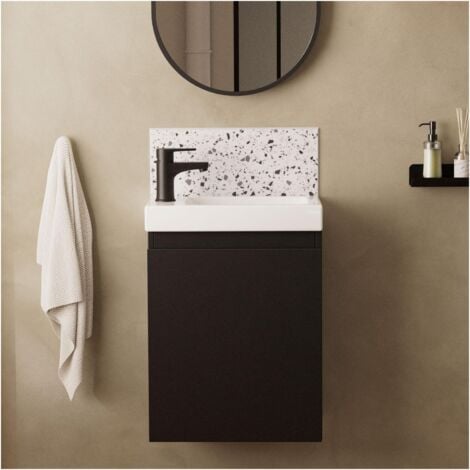 Ensemble lave-mains suspendu avec robinet noir