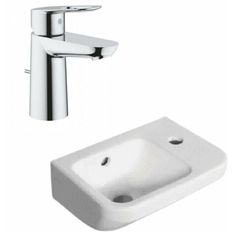 Ensemble lave mains VILLEROY ET BOCH Architectura avec robinet lavabo Grohe Bauloop (taille S)