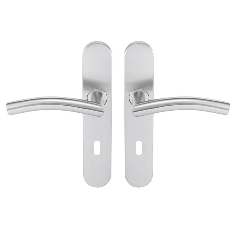 Ensemble de poignées sur plaque tempo classic en inox bricard avec trou de clé