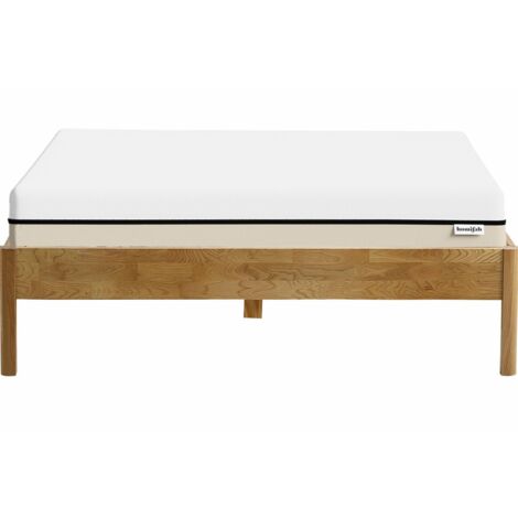 Ensemble lit 140x190 en chêne massif Aina + Matelas Hybride à ressorts ensachés et mémoire de forme - Spring Elite