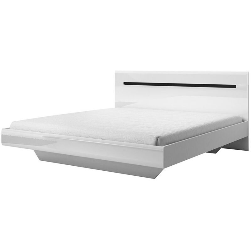 Ensemble Lit 180x200 plus 2 Chevets. Collection LUCIA. Couleur blanc. Style design. - Blanc