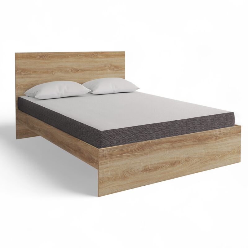 Idmarket - Ensemble lit double omaha sommier inclus 140 x 190 cm hêtre et matelas à mémoire de forme ep.16 cm
