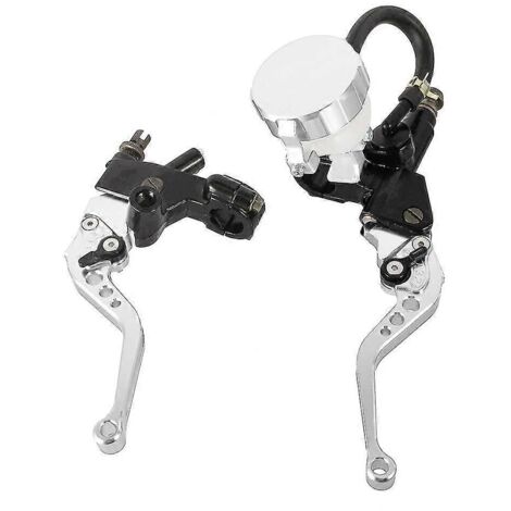 Ensemble maître-cylindre hydraulique en aluminium usiné CNC, réservoir, levier de frein, câble et poignée d'embrayage pour motos de 250 à 500 cm³ - Argent