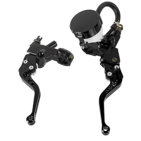 Ensemble maître-cylindre hydraulique en aluminium usiné CNC, réservoir, levier de frein, câble et poignée d'embrayage pour motos de 250 à 500 cm³ - Noir