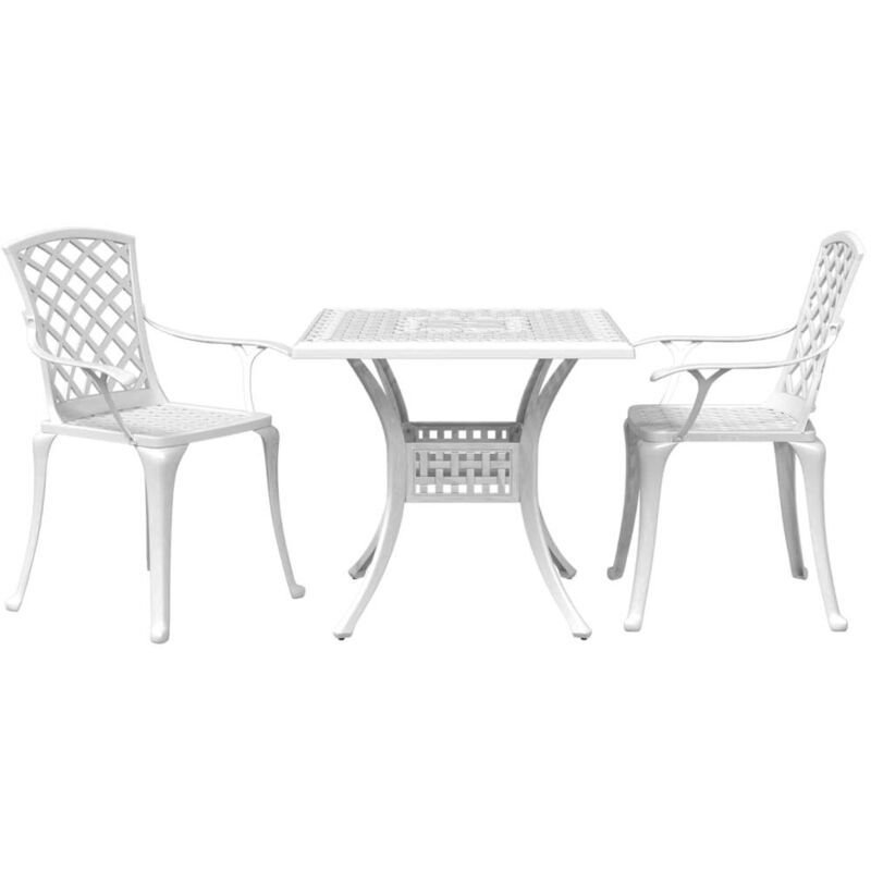 vidaXL Ensemble de bistro 3 pcs blanc aluminium coulé