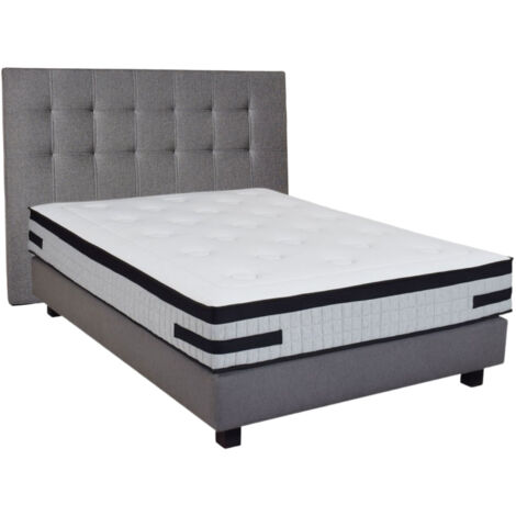 Ensemble matelas 140x190 + sommier + tête de lit gris CONFORTLUXE