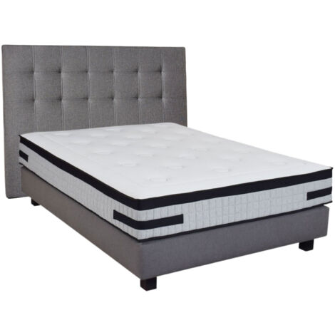 Ensemble matelas 140x200 + sommier + tête de lit gris CONFORTLUXE