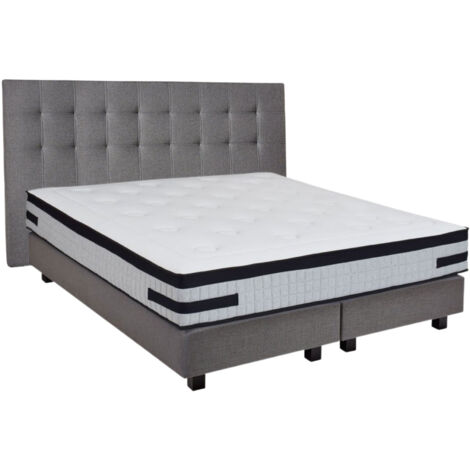 Ensemble matelas 160x200 + sommier + tête de lit gris CONFORTLUXE