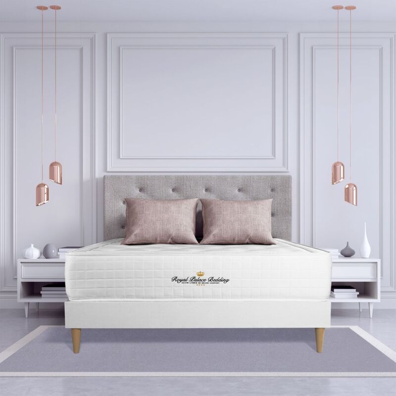 Ensemble matelas sommier Buckingham 160 x 200 cm - Couleur : Blanc