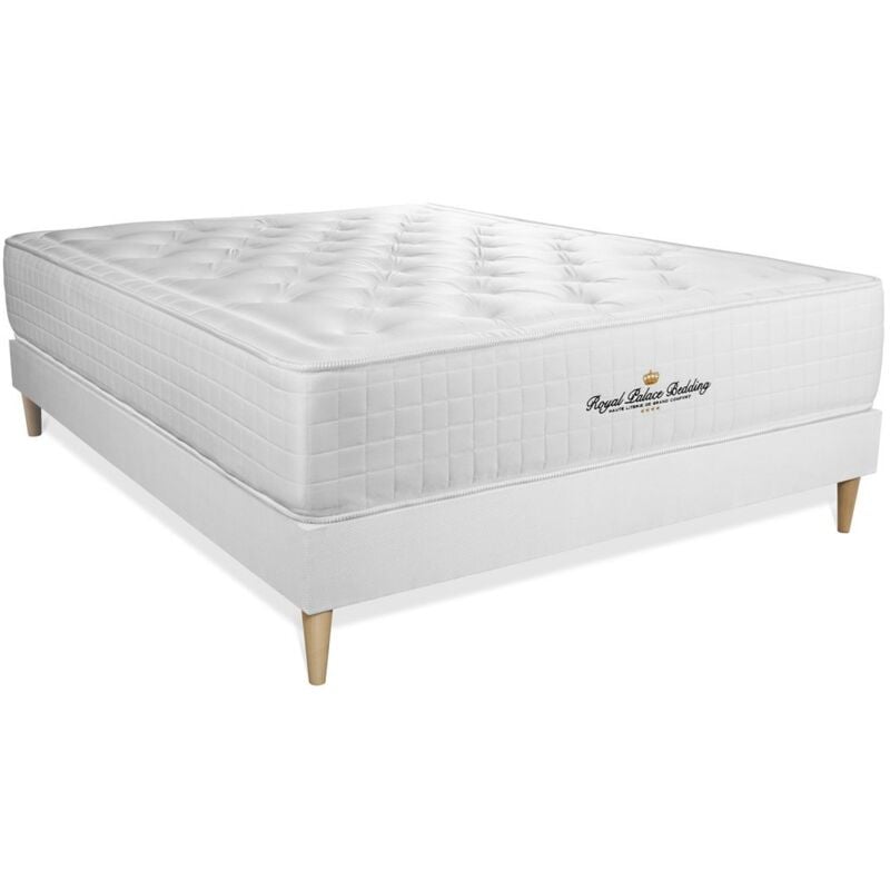 Ensemble matelas sommier Buckingham 200 x 200 cm - Couleur : Blanc