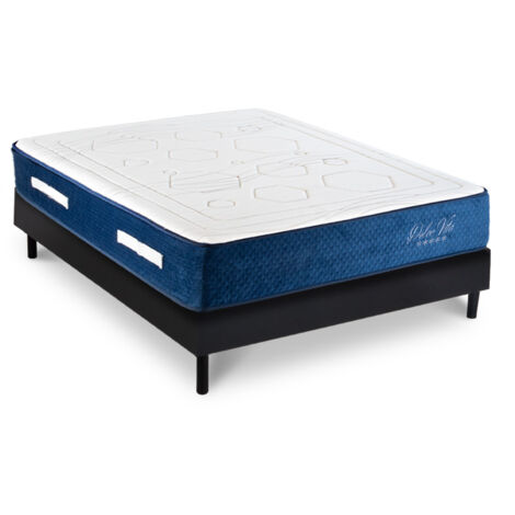 Ensemble Matelas Dolce Vita Ressorts ensachés Accueil mémoire 28cm et Sommier Bois Noir 160x200cm
