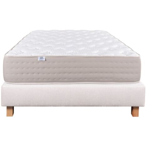 Ensemble Matelas Dreamlux, 26 cm, ressorts ensachés mousses haute densité, ferme, face été/hiver + sommier beige ep20cm, 140x190cm