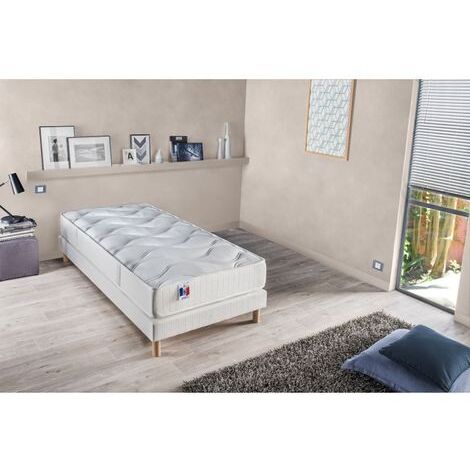 Ensemble Matelas ep20/21cm 348 ressorts 90x190cm + Sommier