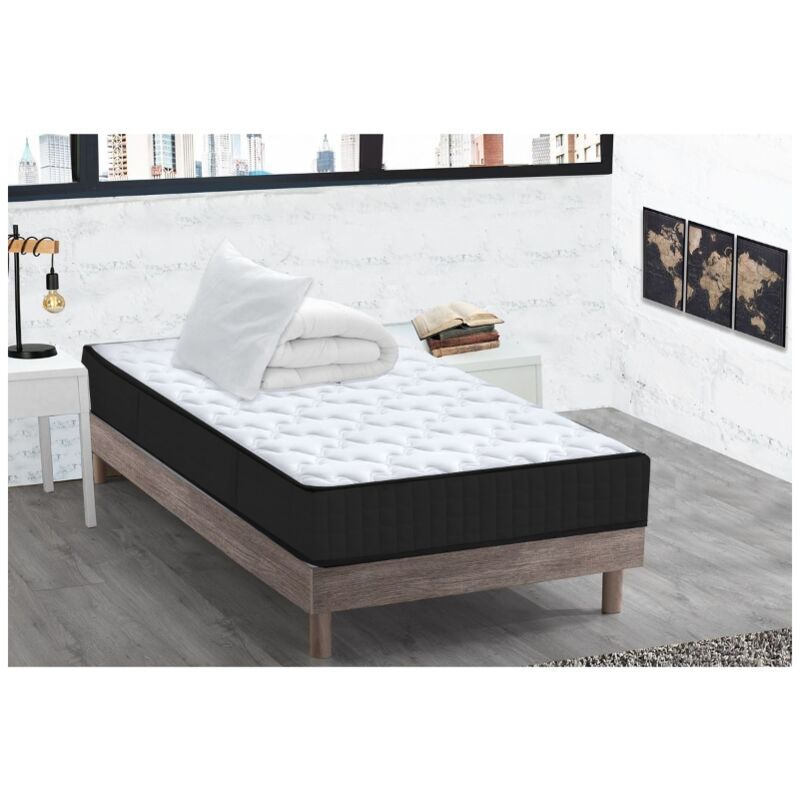Matelas Mémo 90x190x15cm + 1 Couette 140x200cm + 1 Oreiller 60x60cm (Tous dans un colis)