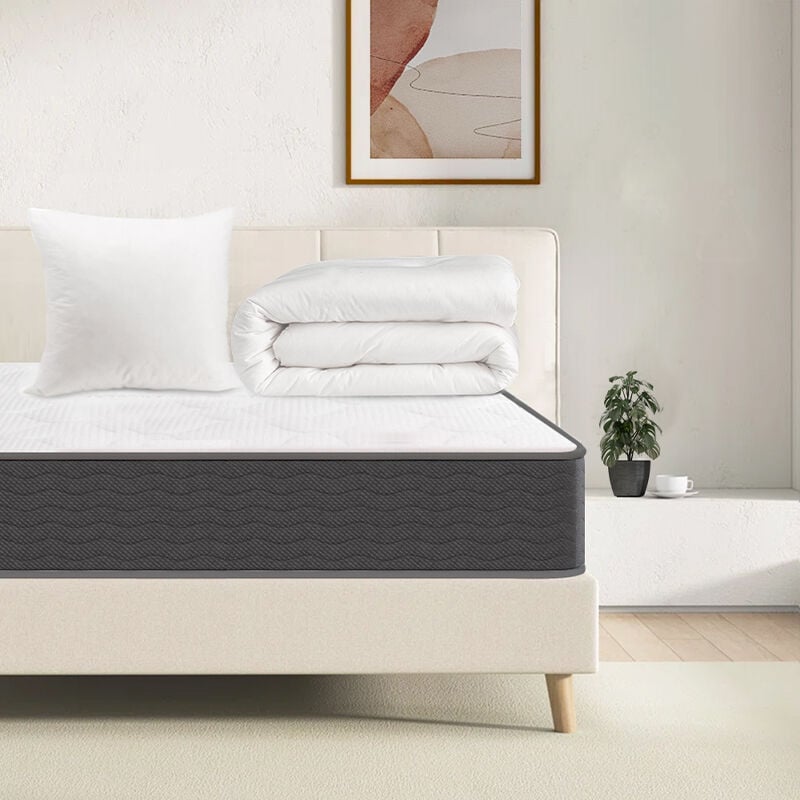 Matelas et Couette et Oreiller - Matelas 90x190x15cm + Couette 140x200cm + Oreiller 60x60cm (Matelas+Couette+Oreiller,tous dans un colis)
