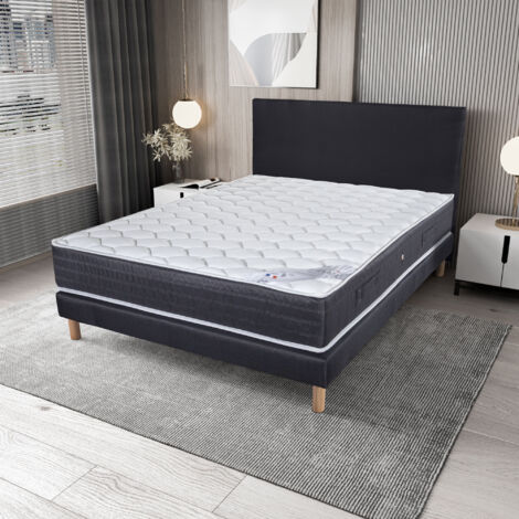 Ensemble matelas et sommier 140x190 cm avec pieds - DORSA