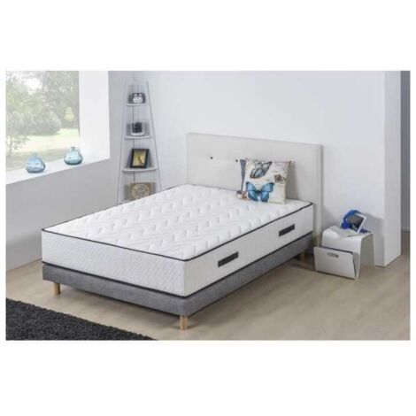 Ensemble matelas et sommier 140x190 cm – Mousse haute densité 28 kg/m3 – Épaisseur 25 cm – 5 zones de confort – Ferme – Fabrication européenne – Deko Dream