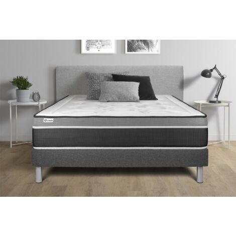 Ensemble matelas et sommier 180x200 cm – Mousse à mémoire de forme et ressorts ensachés – Épaisseur 26 cm – Confort équilibré – Vitalit