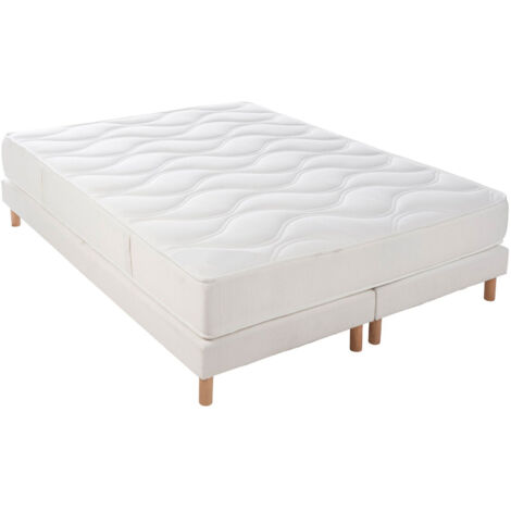 Ensemble matelas et sommier mémoire de forme 160x200cm – Fermeté ferme – Épaisseur matelas 17/18cm – Sommier 12 lattes 13cm