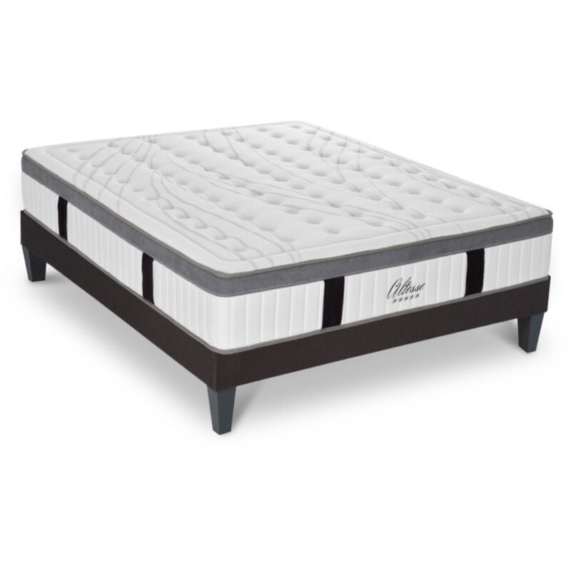 Ensemble Matelas Altesse Mousse Accueil Mémoire de Forme Ferme et sommier en kit 160x200cm