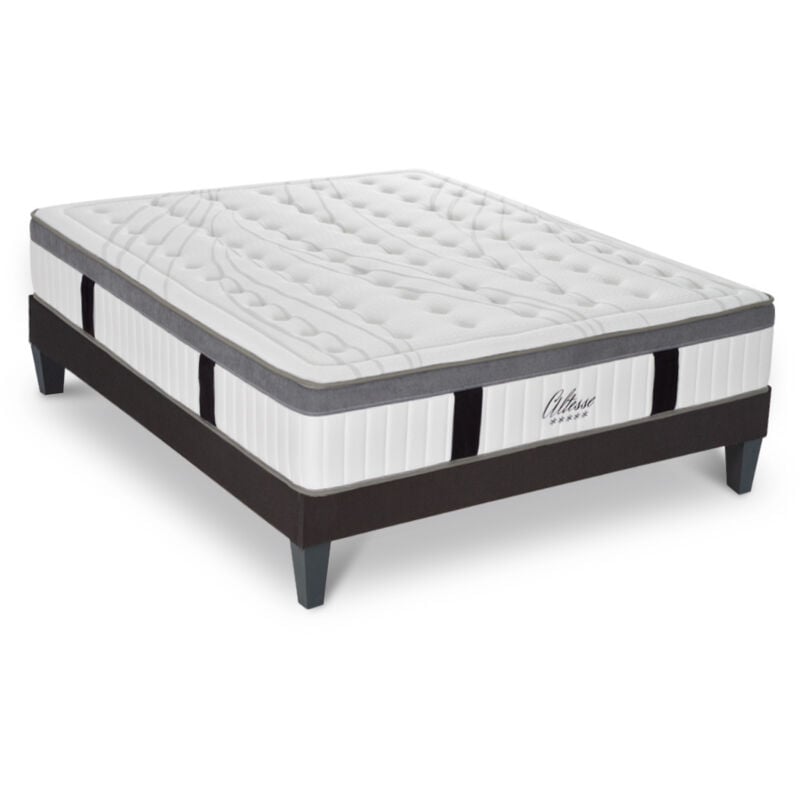 Ensemble Matelas Altesse Mousse Accueil Mémoire de Forme Ferme et sommier en kit 200x200cm