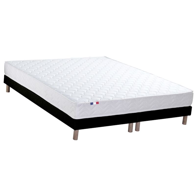 Idliterie - ensemble matelas mousse reversible stratus + sommier made in <strong>france</strong> dimensions 2x80 x 200 cm, noir