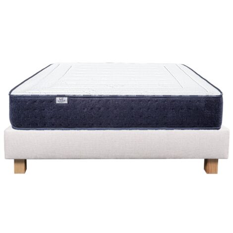 Ensemble Matelas Nuage (24 cm) et sommier (20 cm), mousse haute densité, mi-ferme, face été/hiver, 140x190cm