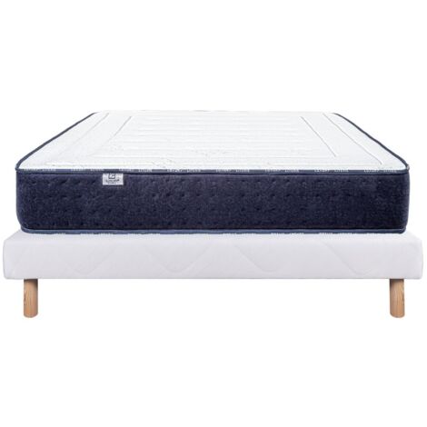 Ensemble Matelas Nuage (24cm) et sommier (13cm), mousses haute densité, mi-ferme, face été/hiver, 140x190cm