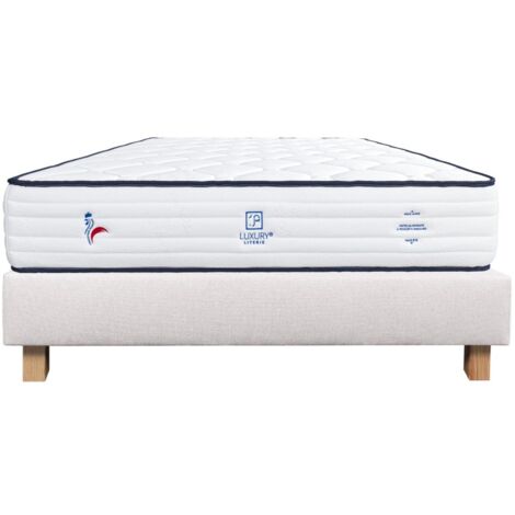 Ensemble Matelas Patriote, 27 cm, ressorts ensachés, ferme, face été/hiver + sommier beige ep20cm, 160x200cm