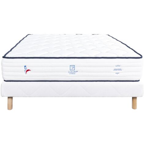 Ensemble Matelas Patriote, 27 cm, ressorts ensachés, ferme, face été/hiver + sommier blanc ep 13cm, 160x200cm