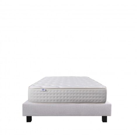 Ensemble Matelas Purlux, 26 cm, mousses haute densité, ferme, face été/hiver + sommier gris ep20cm, 90x190cm