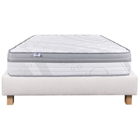 Ensemble Matelas Relaxation, 26 cm, ressorts ensachés, ferme, face été/hiver + sommier beige ep20cm, 160x200cm
