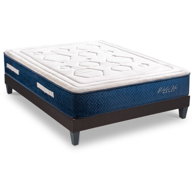 Ensemble Matelas Dolce Vita Ressorts ensachés Accueil mémoire et sommier en kit - 160 x 200 cm