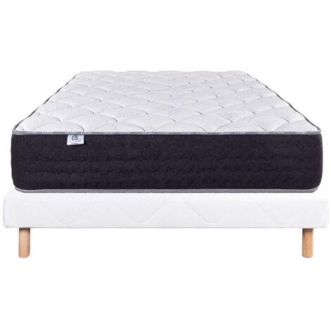 Ensemble Matelas Serenite, 27 cm, ressorts ensachés, ferme, face été/hiver + sommier blanc ep 13cm, 160x200cm