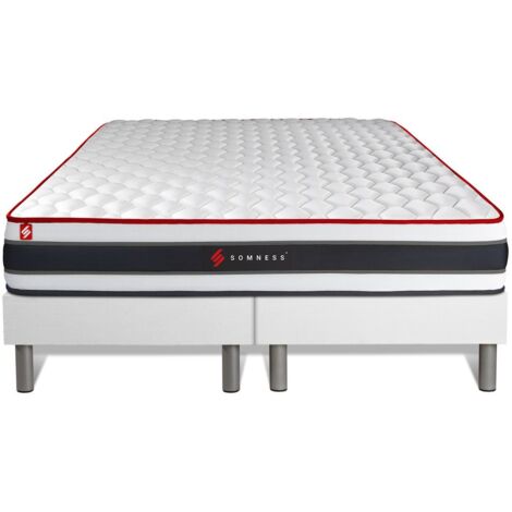 Ensemble matelas sommier 180 x 200 cm – Confort mi-ferme avec 3 zones de confort – Mousse à mémoire de forme et ressorts ensachés – Somness