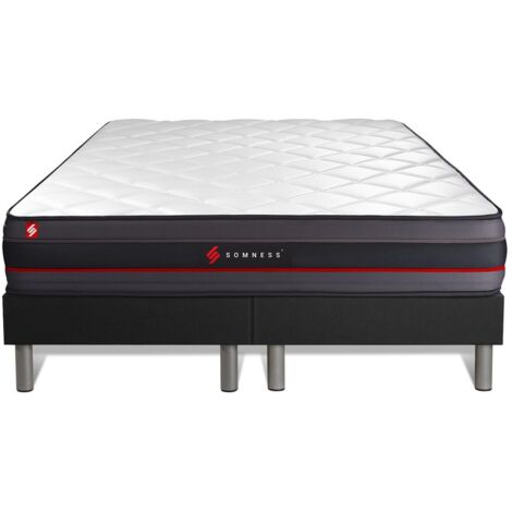 Ensemble matelas sommier 180 x 200 cm – Mémoire de forme ferme 24 cm – Coutil microperforé ultra-respirant – Sommier tapissier inclus – Somness