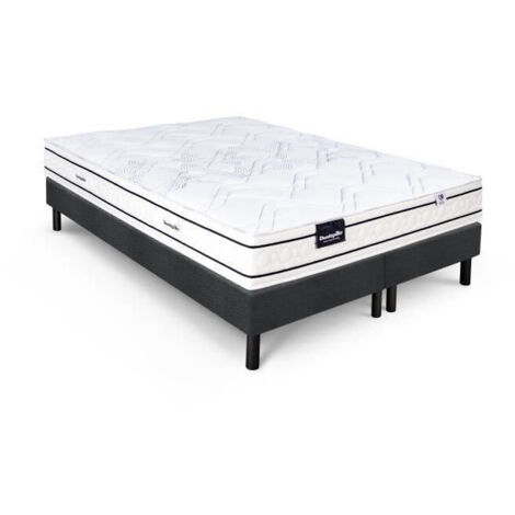 Ensemble matelas sommier 180x200 (2x90) marque DUNLOPILLO -Hauteur 20 cm - Ressorts ensachés -Soutien Equilibré - Fabriqué en France