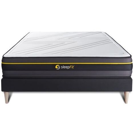 Ensemble matelas sommier Active 140 x 190 cm - Couleur : Noir