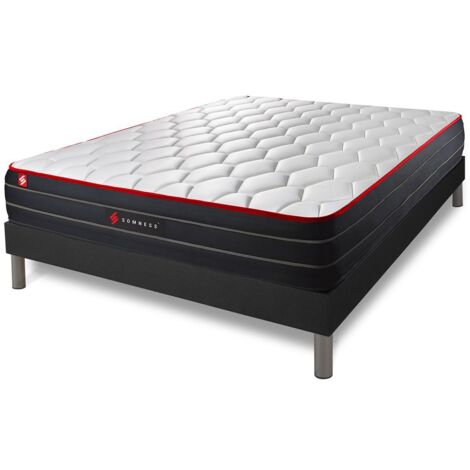 Ensemble matelas sommier Boost 180 x 200 cm - Couleur : Noir