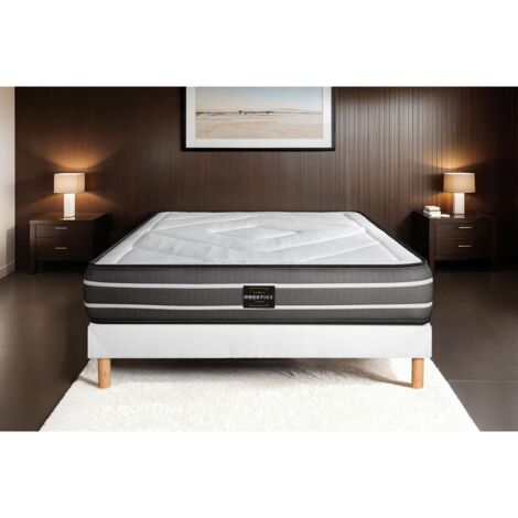 Ensemble matelas sommier Exclusive 140 x 190 cm - Couleur : Blanc