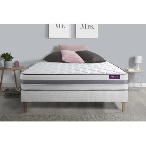 Ensemble matelas sommier Memo spring 160 x 200 cm - Couleur : Blanc
