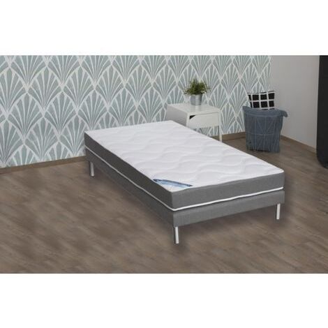 Ensemble matelas+sommier mémoire de forme gris chiné 90x190cm