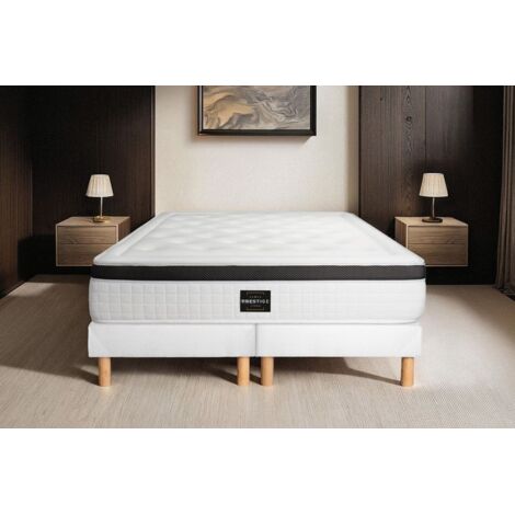 Ensemble matelas sommier Privilège 160 x 200 cm - Couleur : Blanc