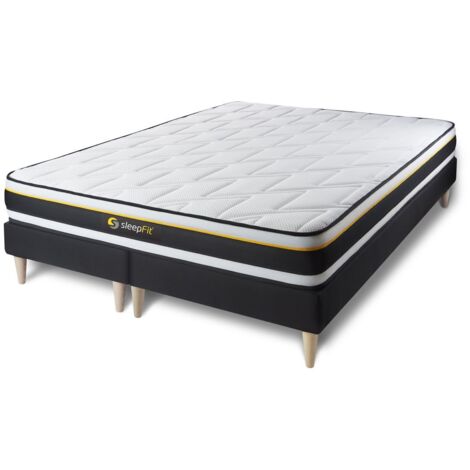 Ensemble matelas sommier Soft 180 x 200 cm - Couleur : Noir