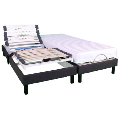 Ensemble matelas+sommier tête et pieds relevable 2x80x200cm