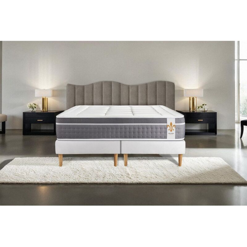 Ensemble matelas sommier Trente 180 x 200 cm - Couleur : Blanc