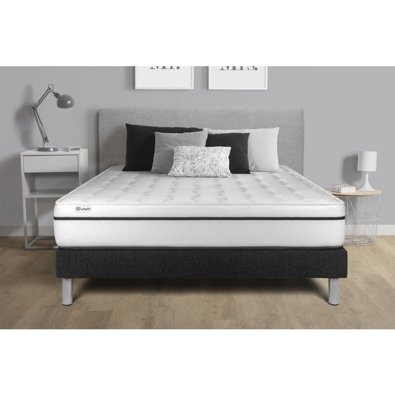 Vitalit - Ensemble matelas sommier vital spa 140 x 190 - Couleur: Noir