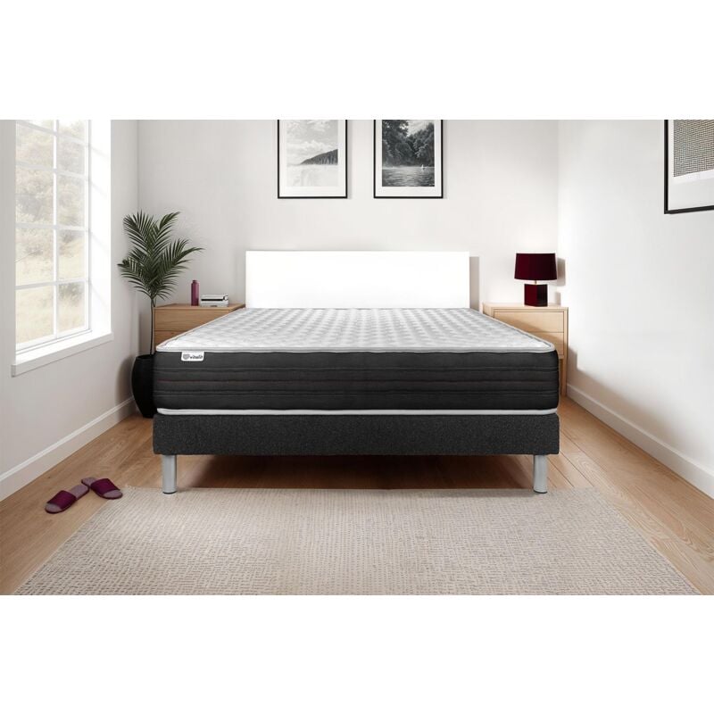 Vitalit - Ensemble matelas sommier vitalmemo one 140 x 190 - Couleur: Noir
