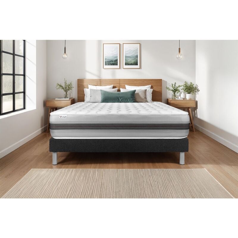 Ensemble matelas sommier VITALSPRING RECOVER 160 x 200 - Couleur: Noir