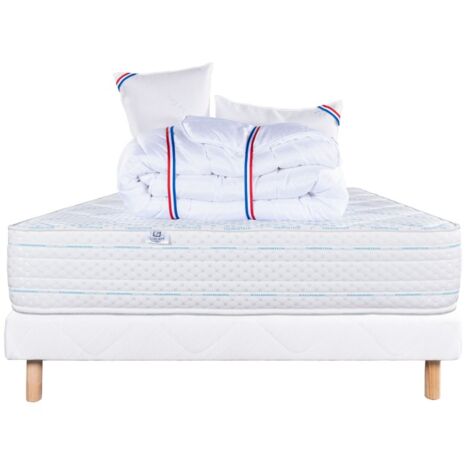 Ensemble Matelas Thermotec (24 cm), ferme, face été/hiver, Sommier(13cm),Couette, Oreiller, 140x190cm